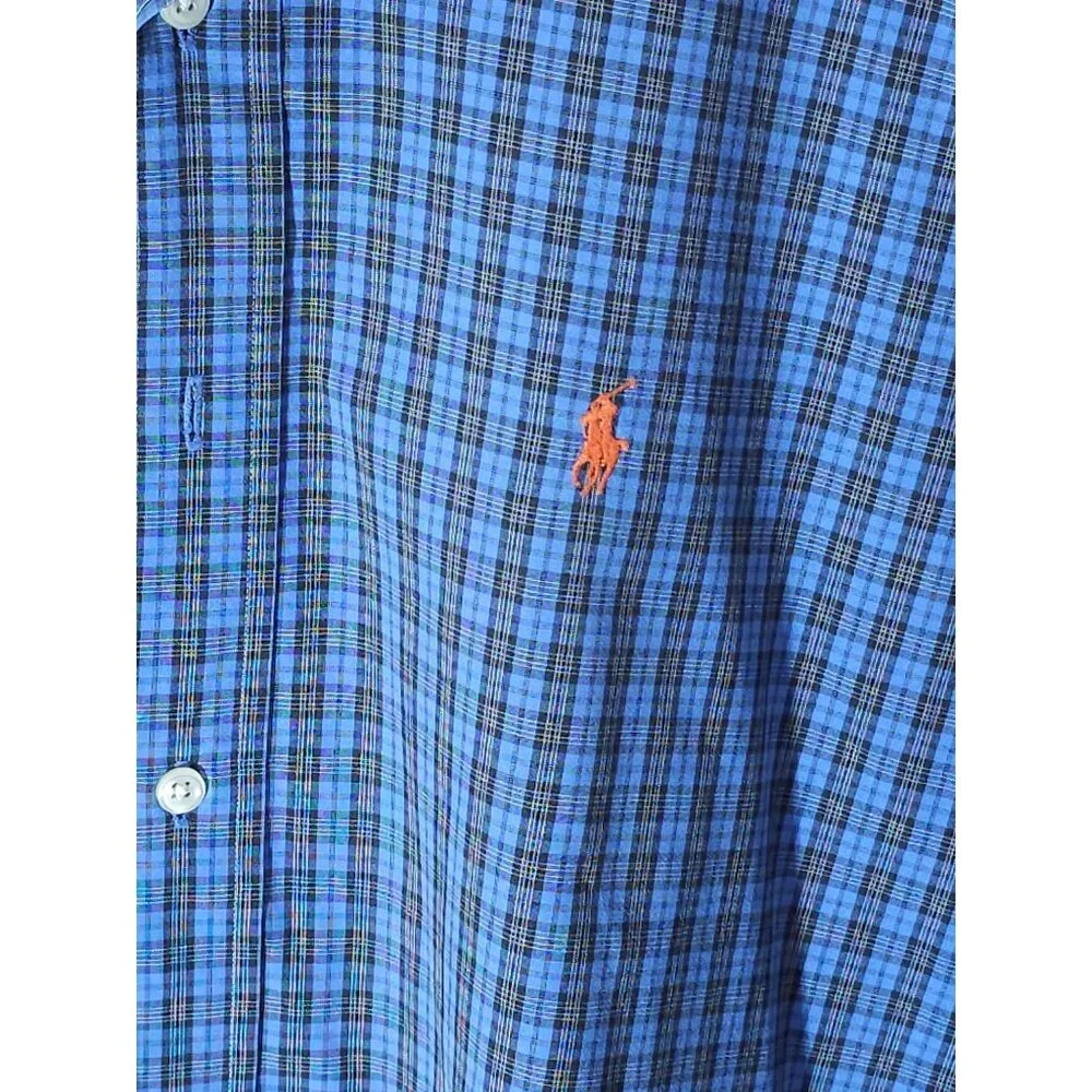 Ralph Lauren Men's Classic Fit Blue Plaid Button-Up Shirt Size Medium - Picture 3 of 11